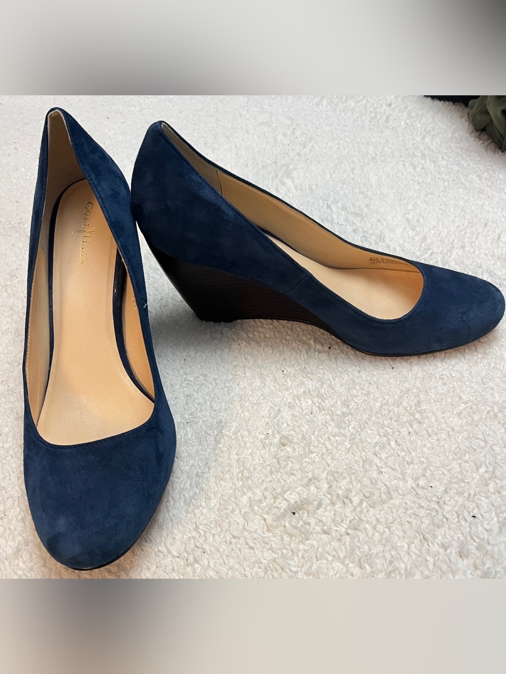 Cole Haan Dark Blue Suede Wedge Pumps Size 9.5